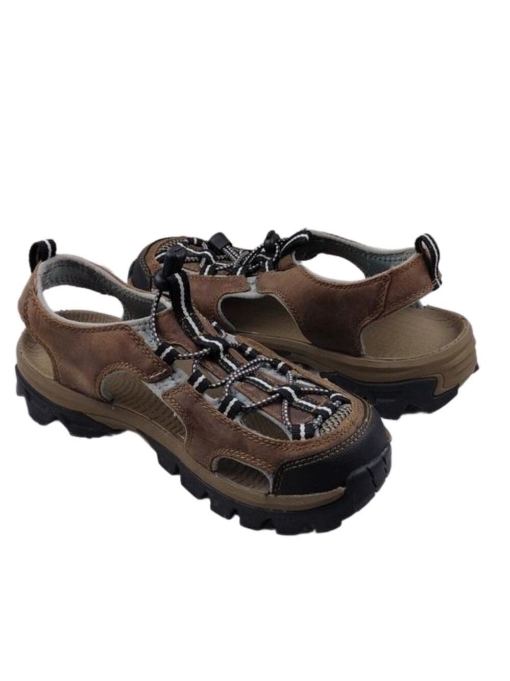 Rocky Endeavour Point Brown Leather Neoprene Round Toe Slingback Hiking Sandal
